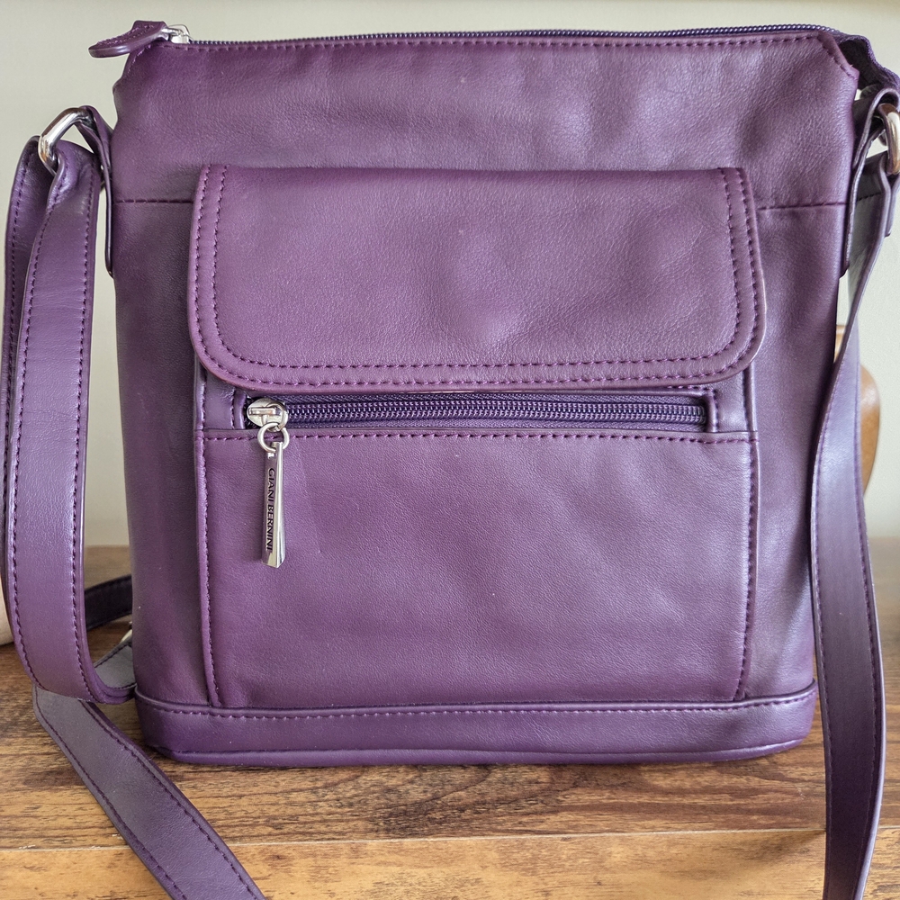 Giani Bernini Plum Leather Crossbody Bag